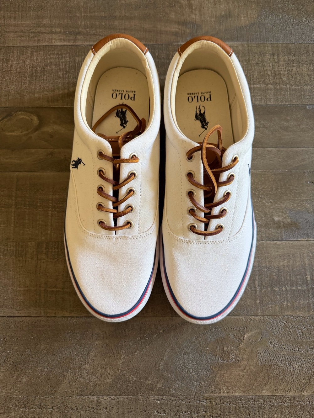 Polo by Ralph Lauren Men’s Keaton Pony White Canvas Boat Shoes Size 11.5